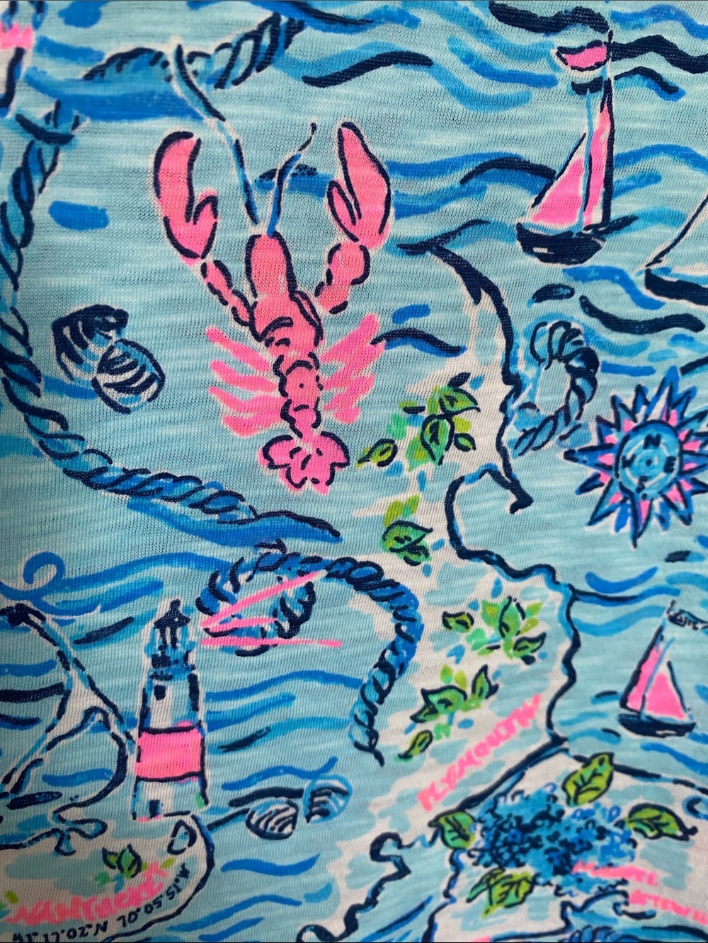 NWT Lilly Pulitzer Etta V-Neck T-Shirt in Lilly Loves Cape Cod print Size XL - Picture 7 of 10